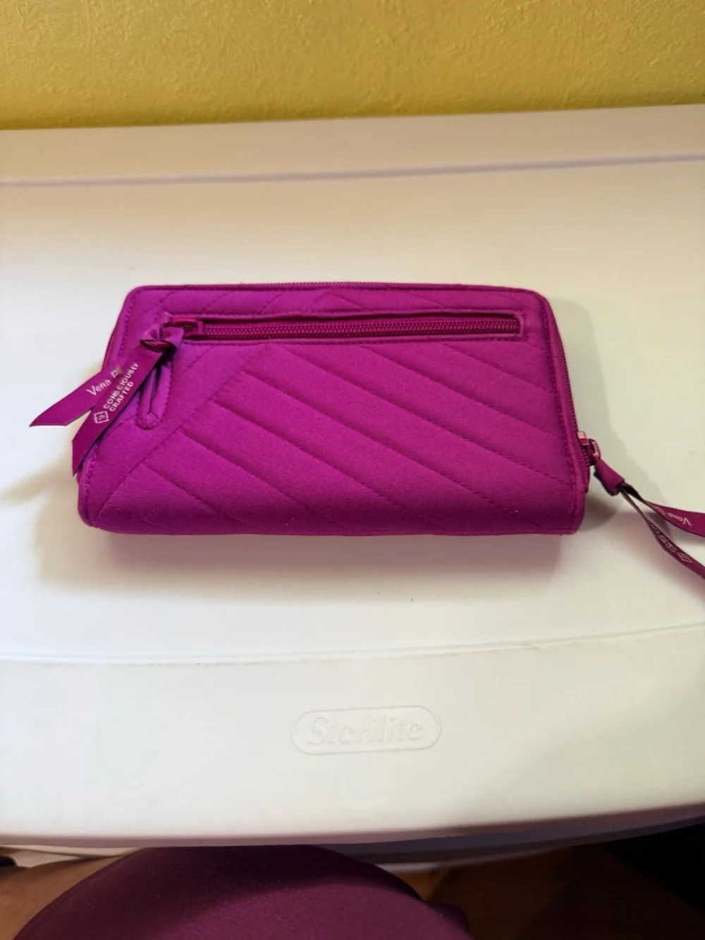 Vera Bradley Quilted Magenta Turn-Lock Wallet - Picture 2 of 5